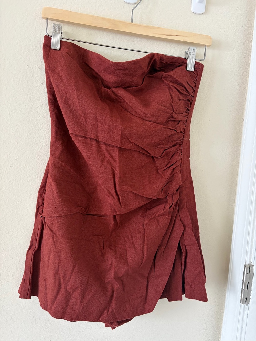 Zara Burnt Orange Textured Waistband Skirt